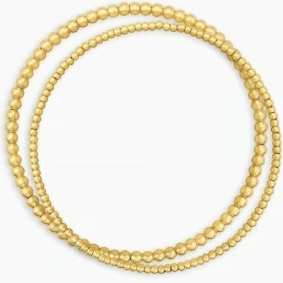 Set of 2! Waterproof Gold bead Bracelets Stretch Bracelets Non-Tarnish Gold - Picture 11 of 16